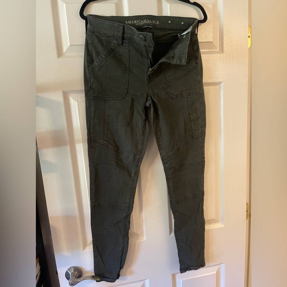 American Eagle, dark green Moto Jegging